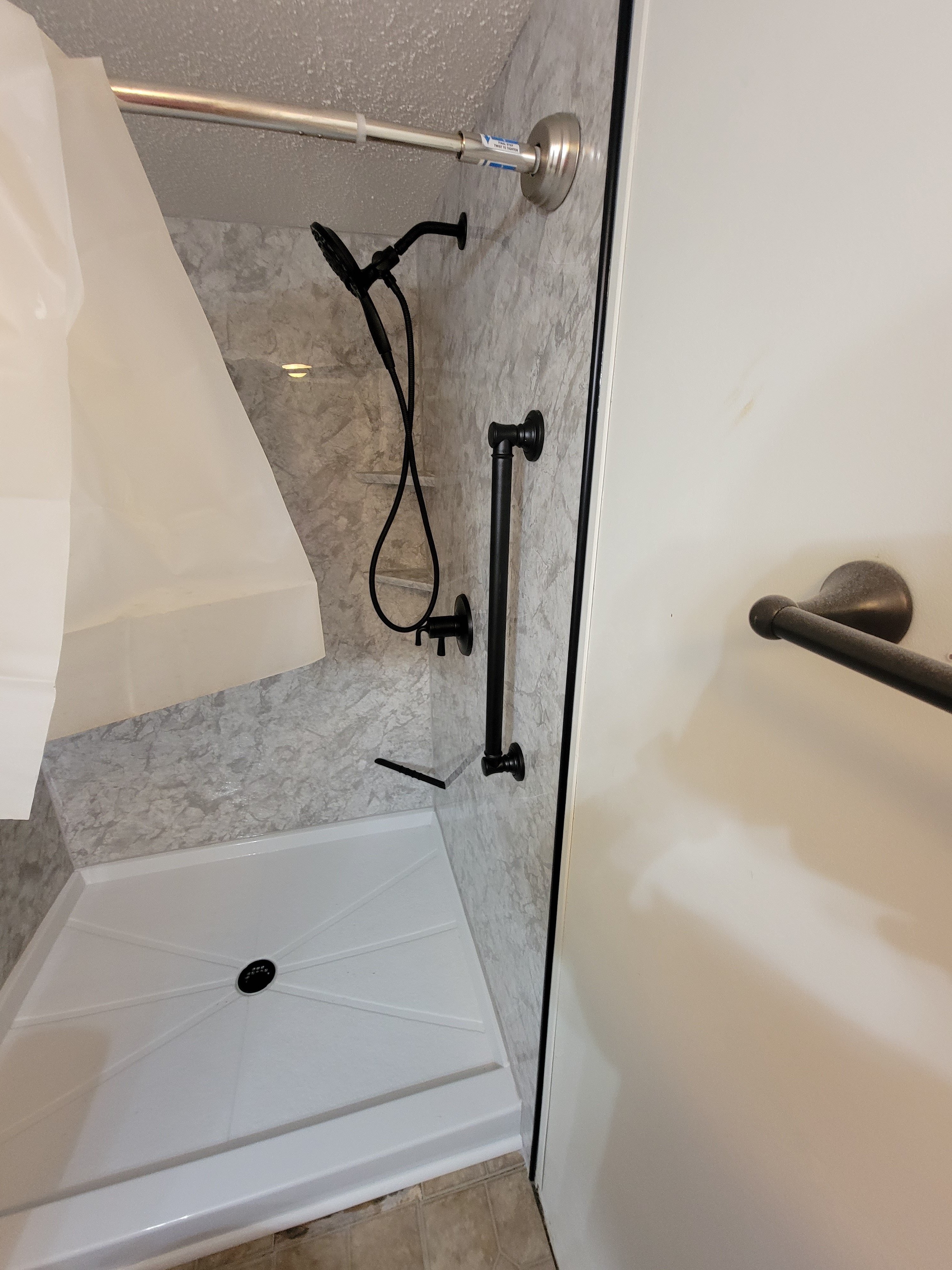 Completed walk-in shower