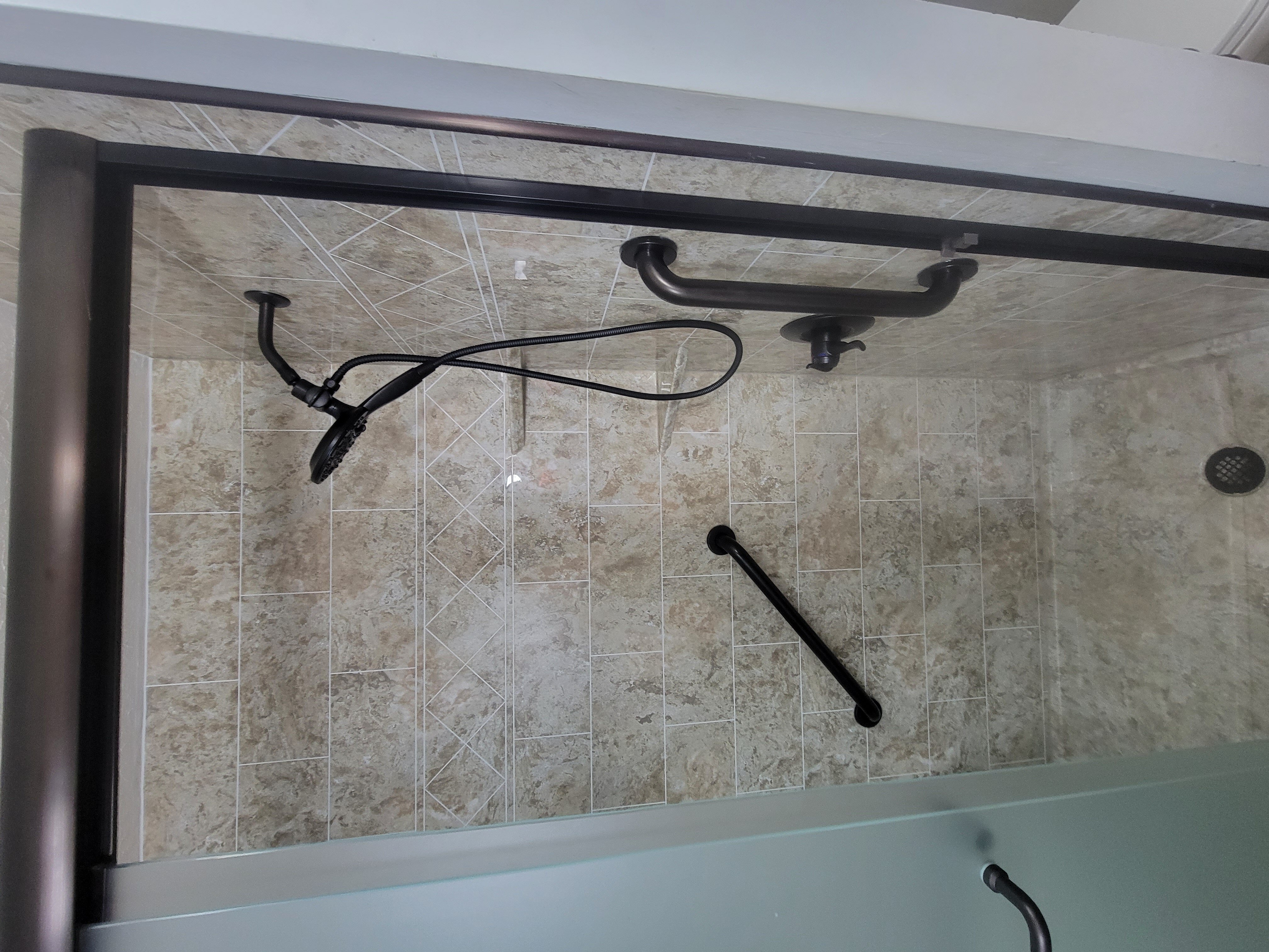 New shower with black fixtures
