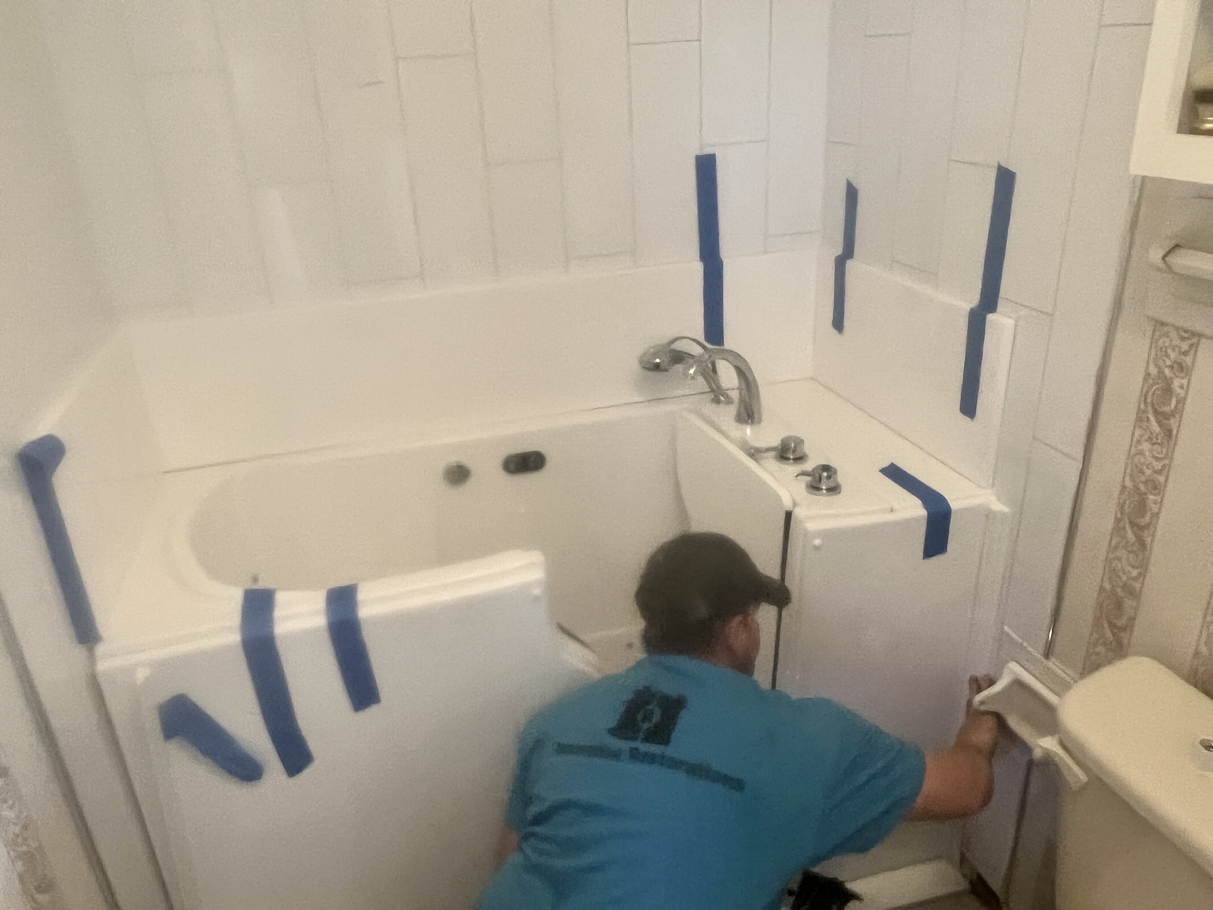 New tub being installed