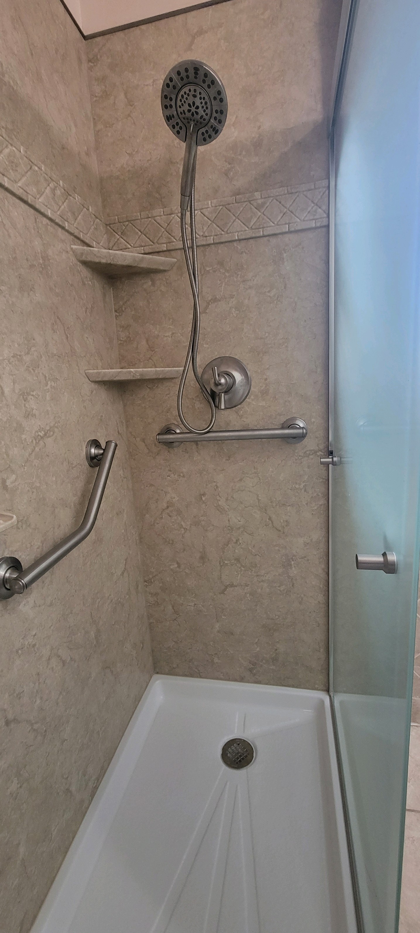 After, Frosted shower doors on walk in shower