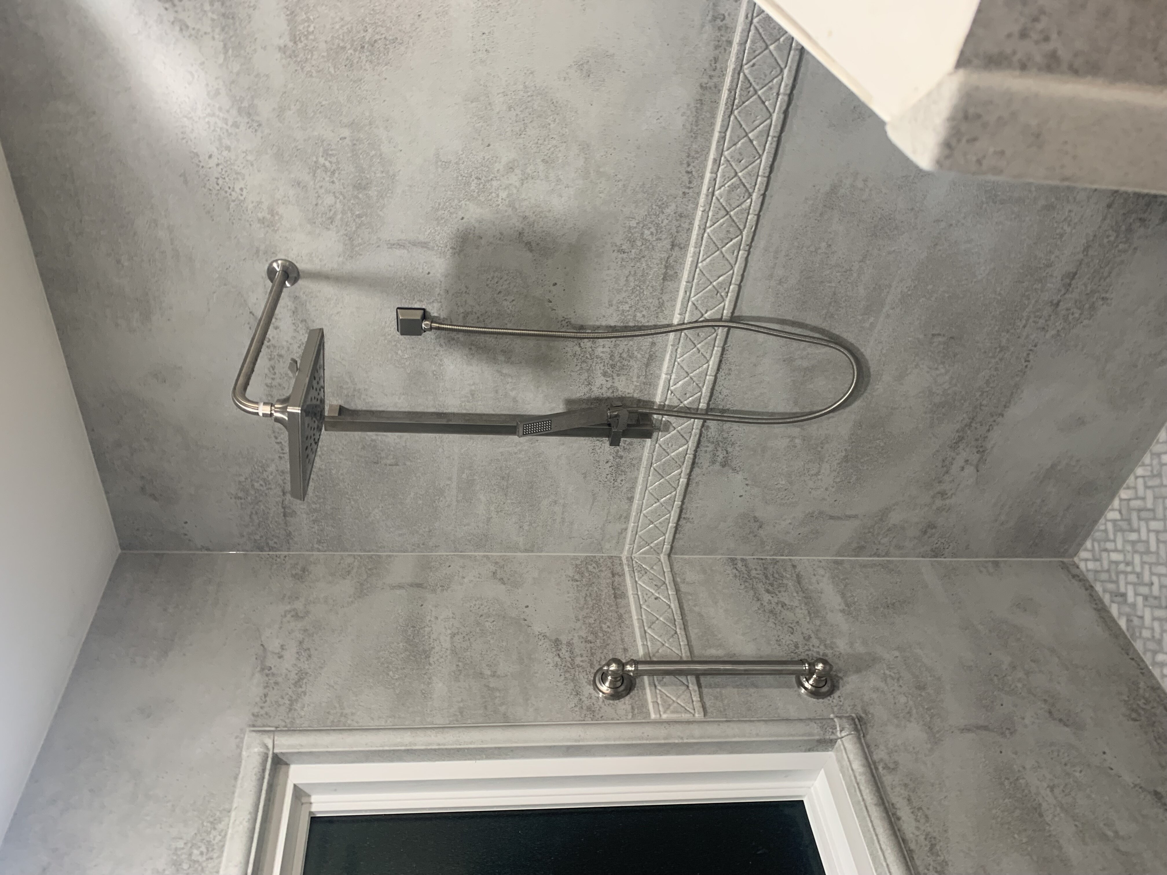 New shower head and grab bar