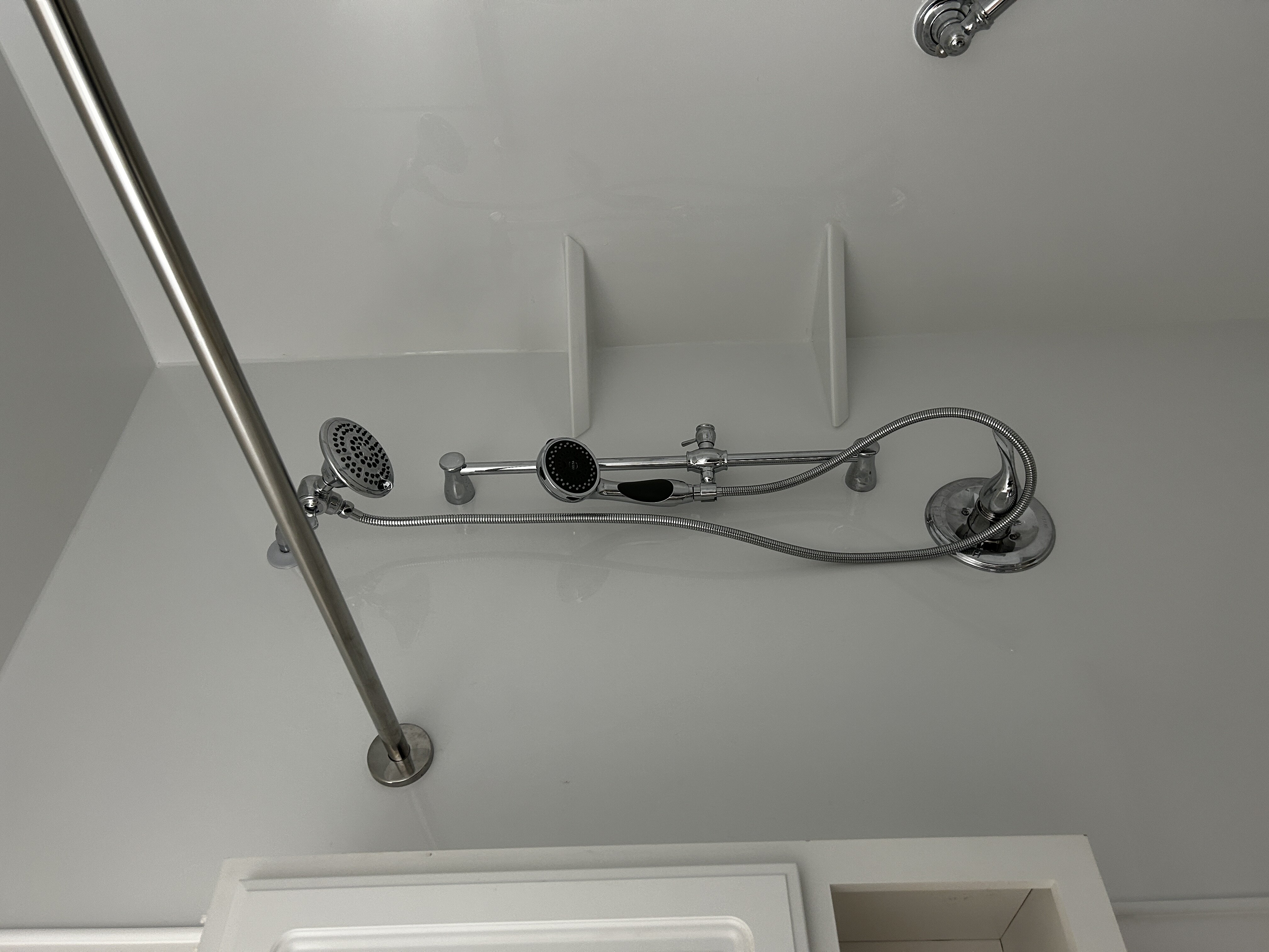 Shower head and shelving