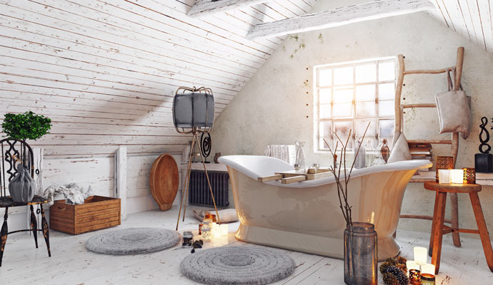 renovation of a bathroom with rustic
